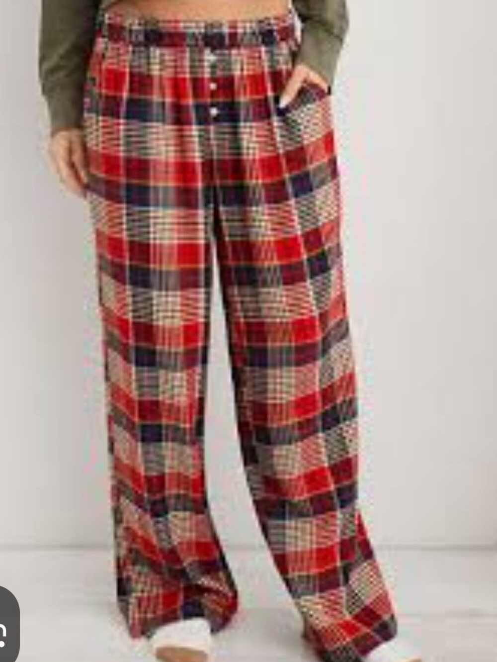 Aerie Womens Plaid Soft Flannel Sleep Lounge Pants Size XL Pull on Elastic Waist